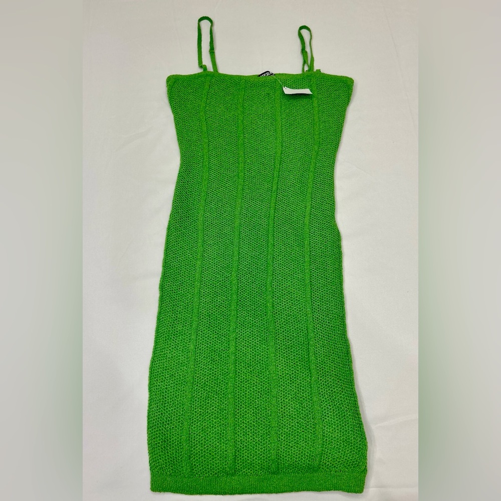 Green knit mini dress